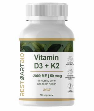 Restartbio, Витамин D3 (2000 МЕ) + К2 (МК-7), капсулы, 90 шт.