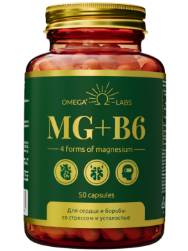 Omega Labs, Магний (4 формы) + B6, капсулы, 50 шт.