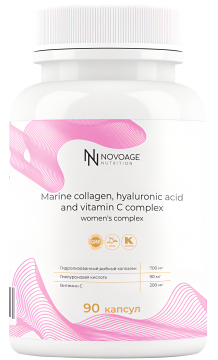 NOVOAGE nutrition, Морской коллаген с гиалуроновой кислотой и витамином С, капсулы, 90 шт.