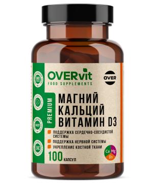 OVERVit, Магний (цитрат)+Кальций (цитрат)+Витамин D3, капсулы, 100 шт.
