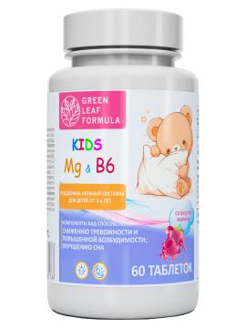 Green Leaf Formula, Магний (цитрат) + B6, со вкусом малины, таблетки, 60 шт.