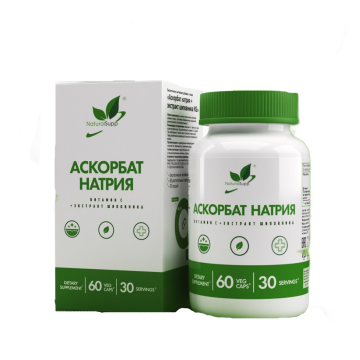 NaturalSupp, Аскорбат натрия + экстракт шиповника, капсулы, 60 шт.